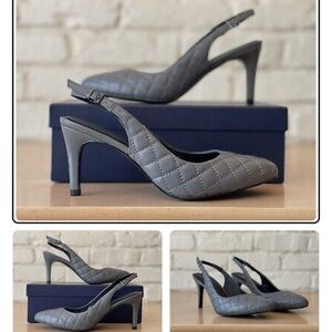 Brooks Brothers Gray Heels with Slingback Design